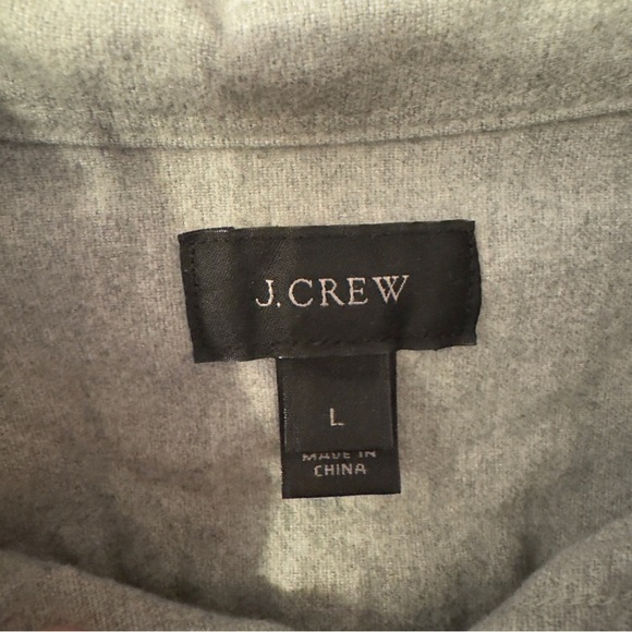 J.Crew Heathered Chamois Buttondown Leather Elbow Patches Gray Men Size L - Picture 6 of 8